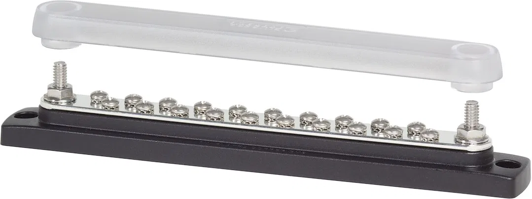 2312-BSS – BLUE SEA Busbar, Common Busbar 20 Stud Terminal/ 2 Screw Terminal 300 Volts AC/ 48 Volts DC 130 Amps AC/ 1...